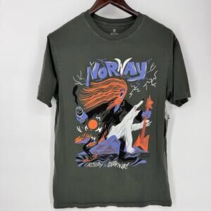 Roark Shirt Mens Medium Green Norway Gnarway Astray Graphic Tee Travel Souvenir